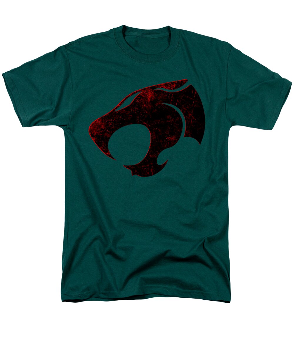 Men's distressed graphic T-shirt in dark green, crew neck, short sleeves