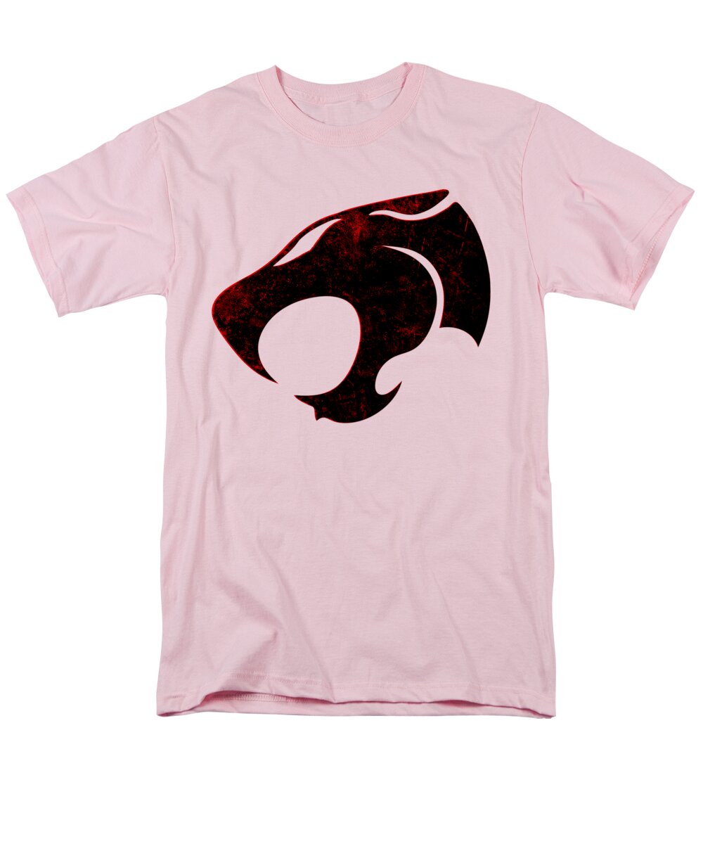 Men's graphic T-shirt, light pink with distressed red/black emblem front