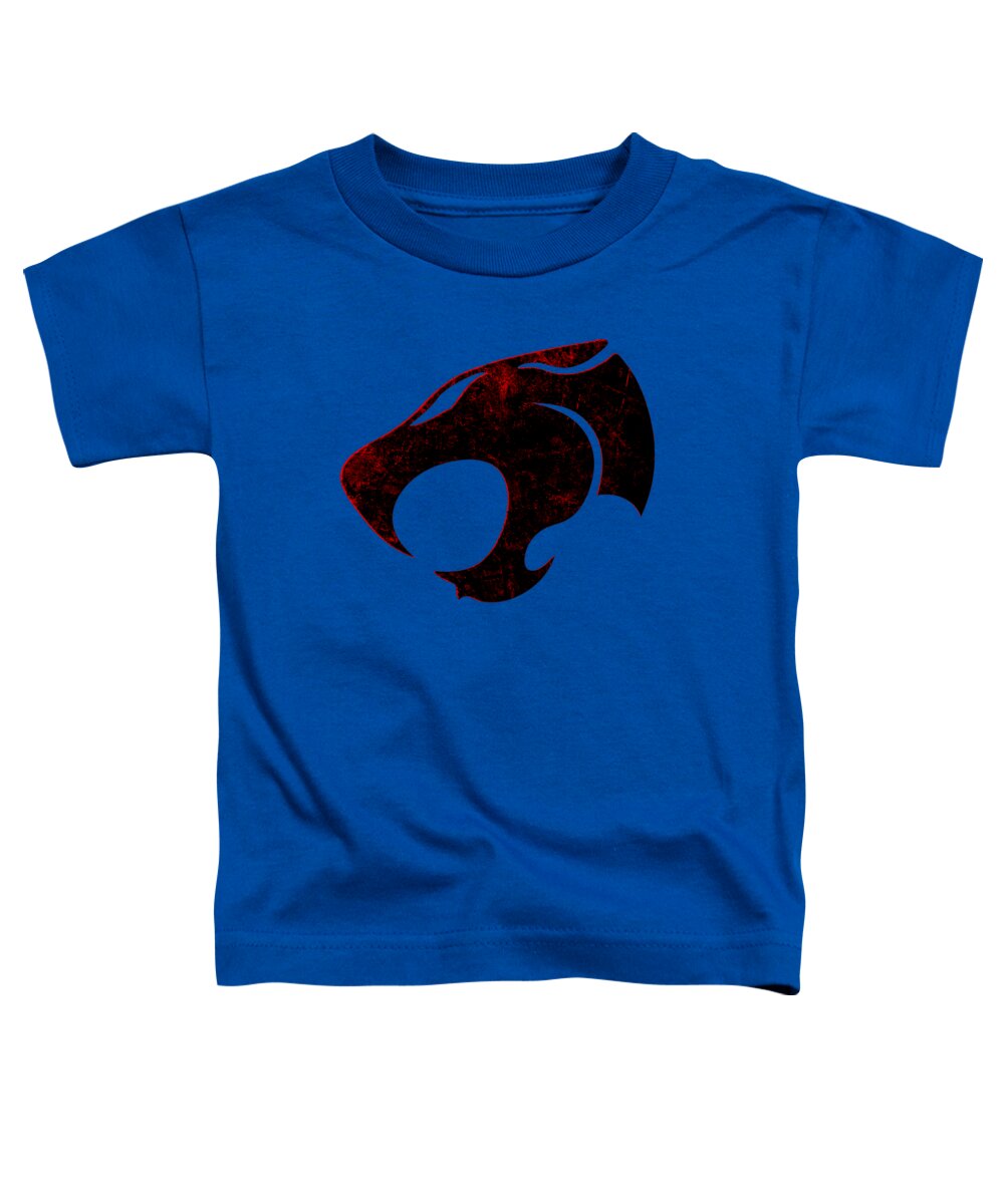 Toddler T-shirt in royal blue with distressed cat-face logo print