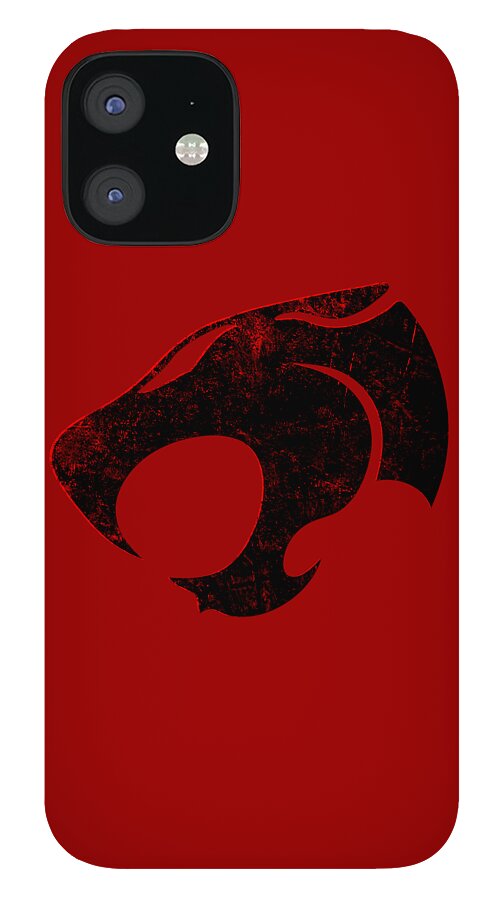 Red phone case with distressed Thundercats logo on back, single camera module visible