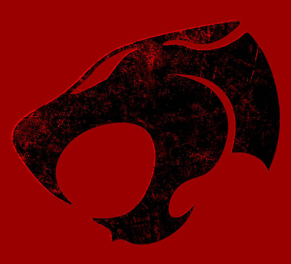 Distressed Thundercats sign art print featuring stylized cat head logo