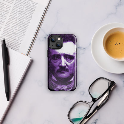 iPhone® tough case with purple-and-white portrait print, raised camera cutouts