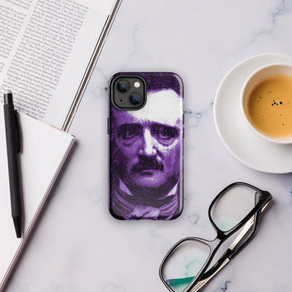 iPhone® tough case with purple-and-white portrait artwork, raised camera cutouts