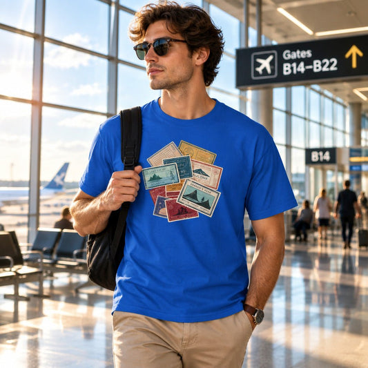 Travel Stamps T-Shirt Wanderlust Adventure Graphic Tee - Still Out There