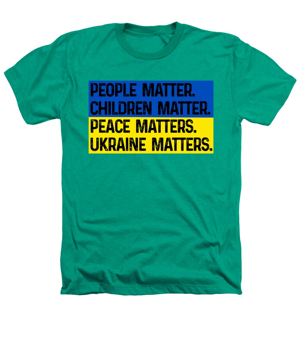 Kelly green heather T-shirt with colorful front slogan graphic