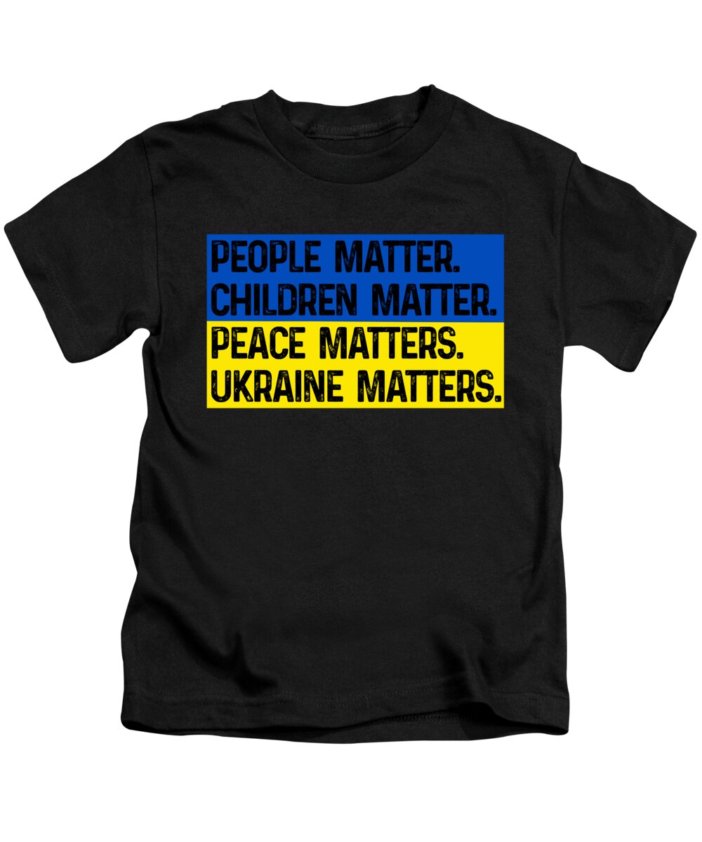 Kids black T-shirt with front slogan graphic in blue and yellow blocks