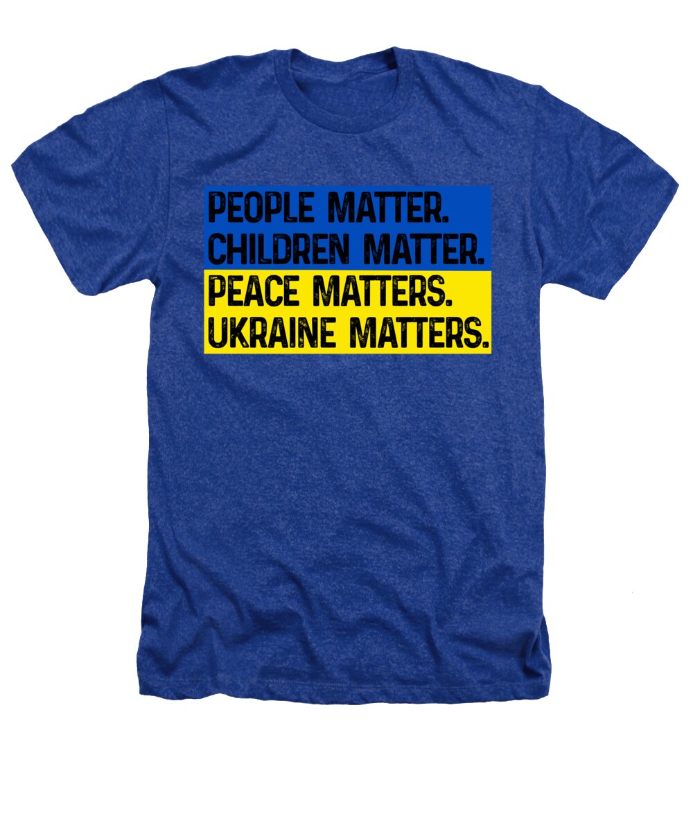 Royal blue heather T-shirt with colorful front slogan graphic