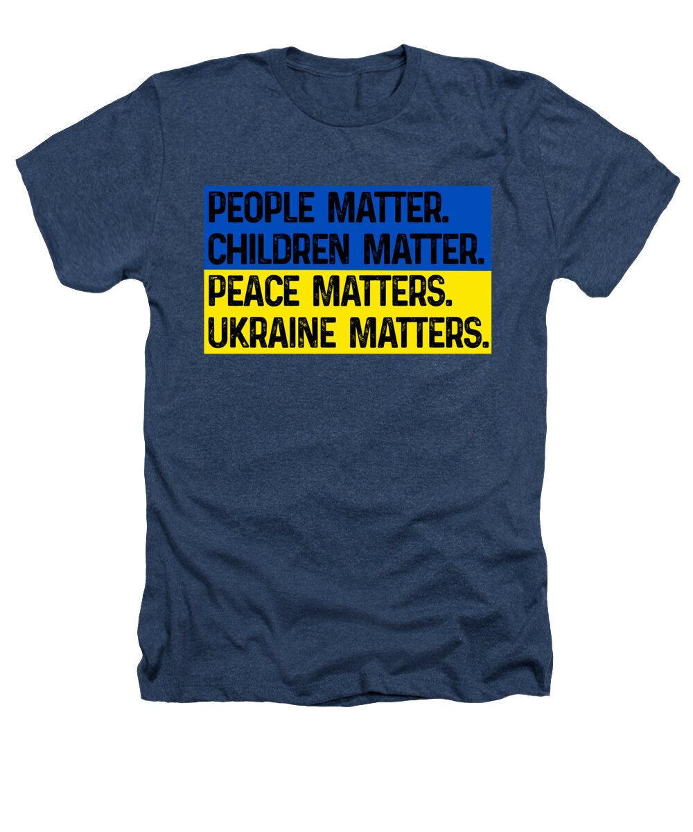 Dark navy heather T-shirt with colorful front slogan graphic