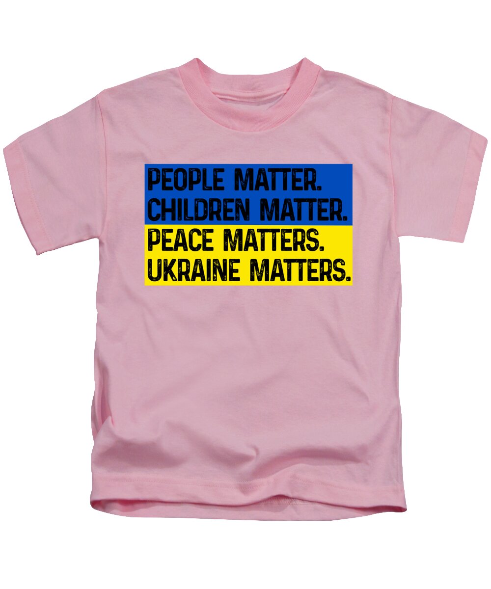 Kids pink T-shirt with front slogan graphic in blue and yellow blocks