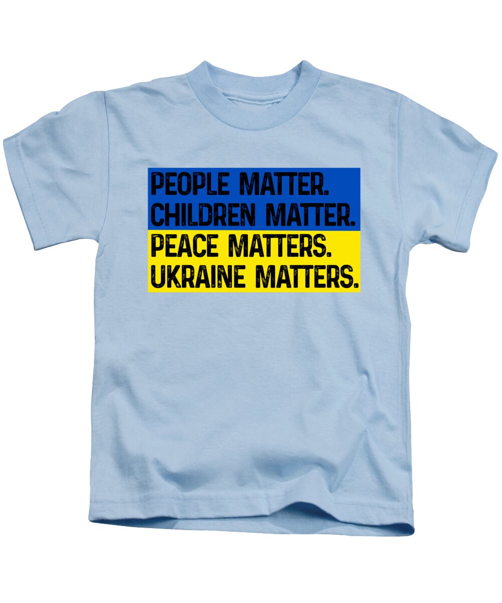 Kids pale blue T-shirt with front slogan graphic in blue and yellow blocks