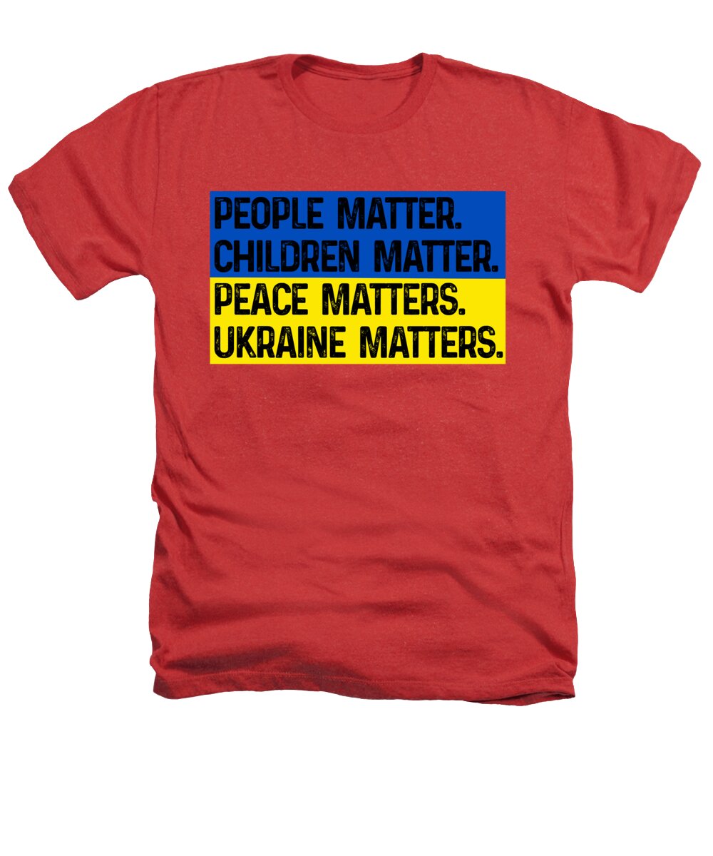Red heather T-shirt with colorful front slogan graphic