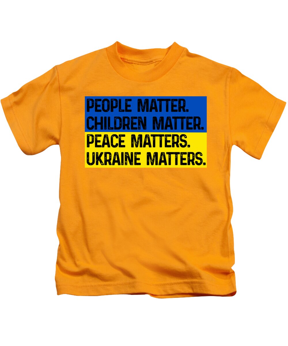 Kids orange T-shirt with front slogan graphic in blue and yellow blocks
