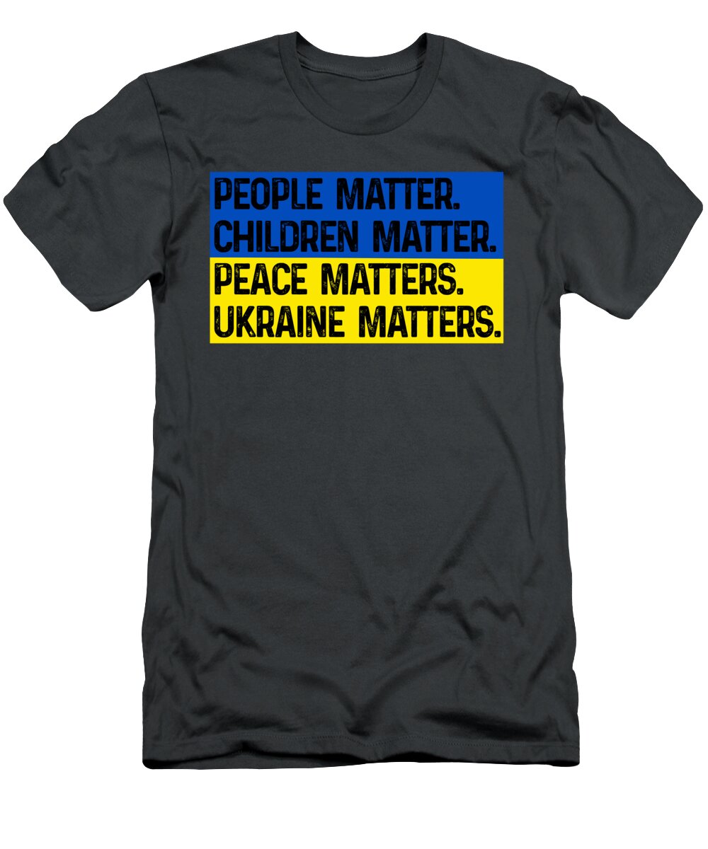 Charcoal crew-neck T-shirt with bold statement text graphic