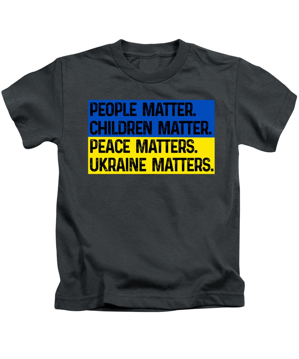 Kids dark gray T-shirt with front slogan graphic in blue and yellow blocks