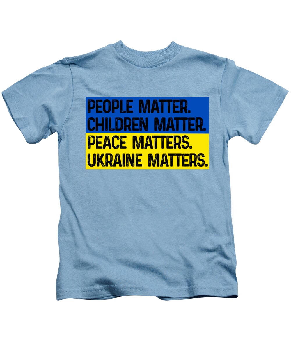 Kids light blue T-shirt with front slogan graphic in blue and yellow blocks