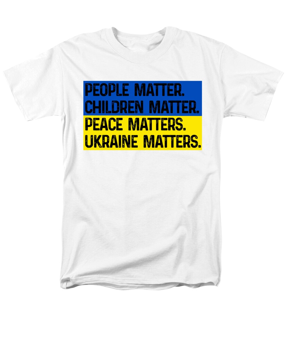 White men's t-shirt with front slogan print: 'PEOPLE MATTER... UKRAINE MATTERS'.