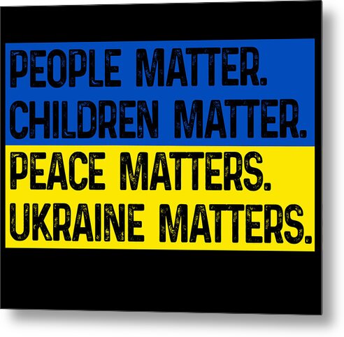 Metal wall art with blue and yellow stripes and bold quote text