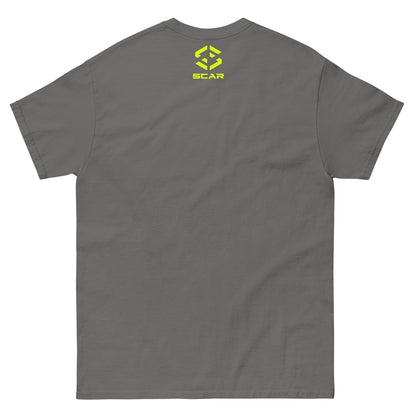 Gray T-shirt with small SCAR logo on upper back