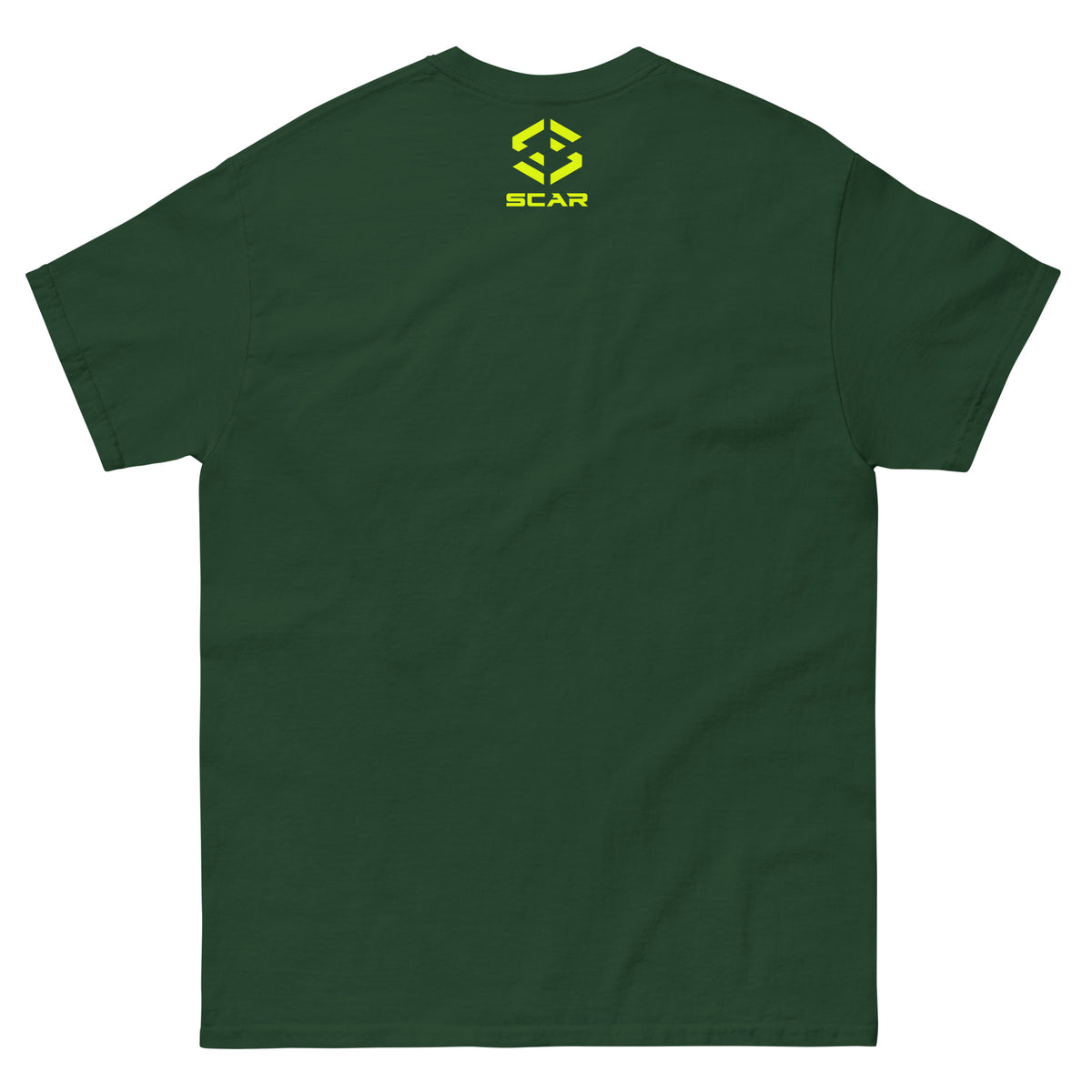 Forest green T-shirt with small SCAR logo on chest