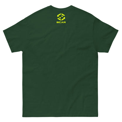 Forest green T-shirt with small SCAR logo on chest