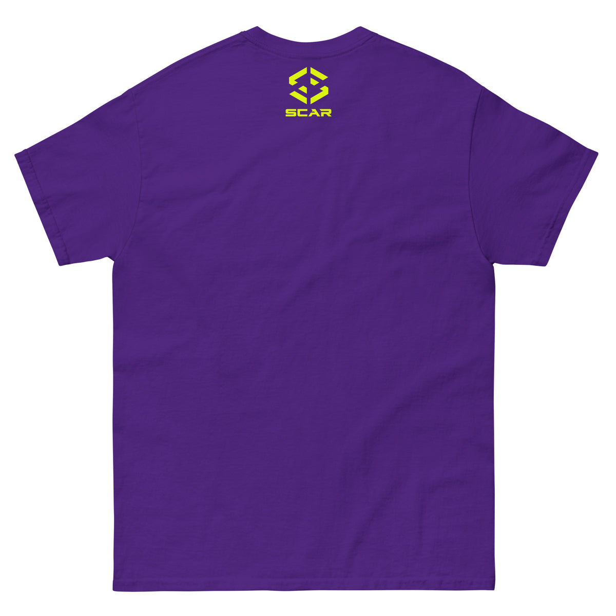 Purple T-shirt with small SCAR logo on chest