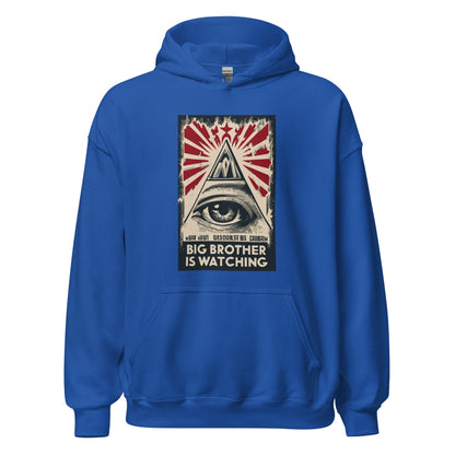 Royal blue hoodie with front graphic print and front pocket.