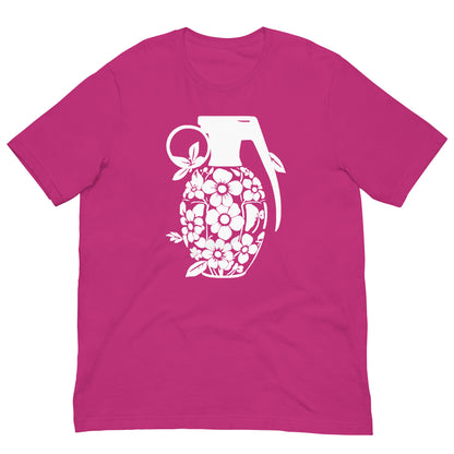 Fuchsia graphic T-shirt with white floral grenade front print