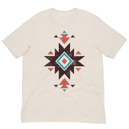 Natural beige T-shirt with distressed Aztec star pattern graphic on the chest