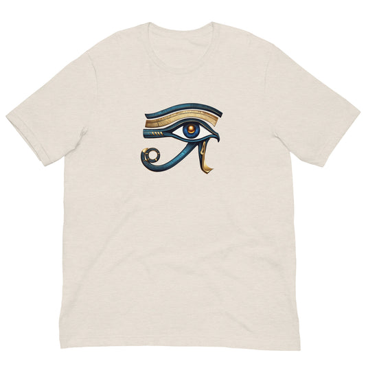 Cream T-shirt with Eye of Horus graphic on the chest