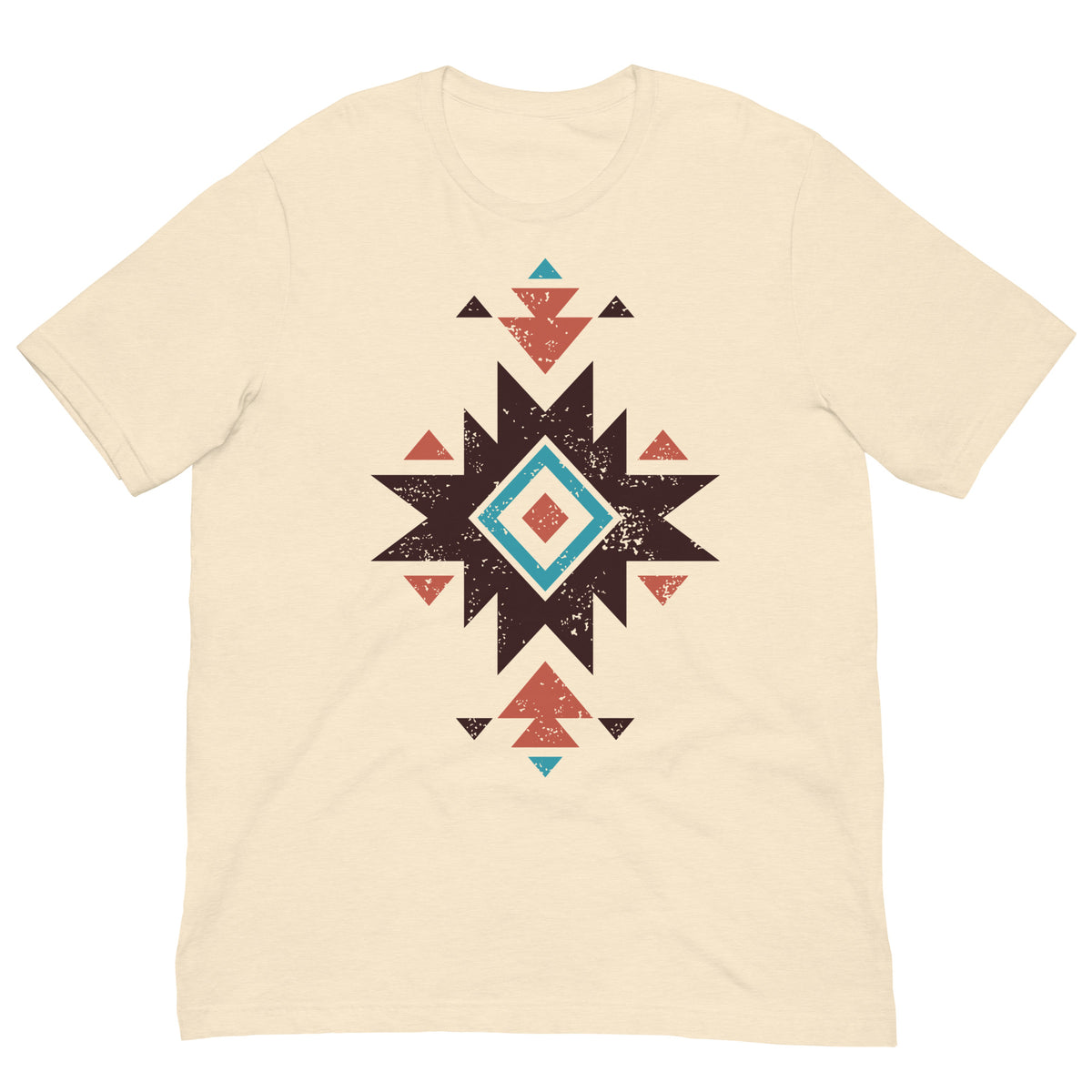 Light cream T-shirt with distressed Aztec star pattern graphic on the chest