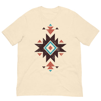 Light cream T-shirt with distressed Aztec star pattern graphic on the chest