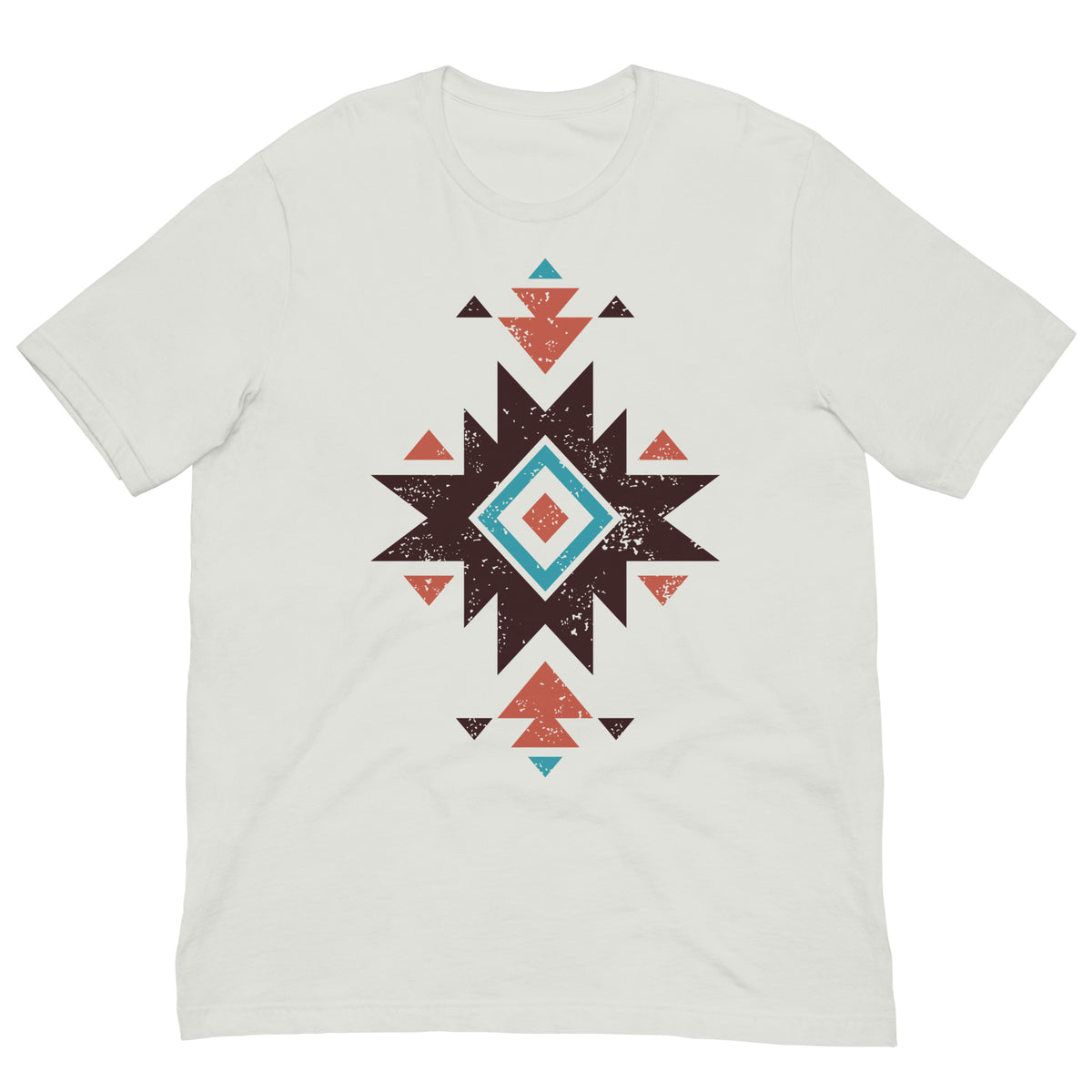 Off-white T-shirt with distressed Aztec star pattern graphic on the chest