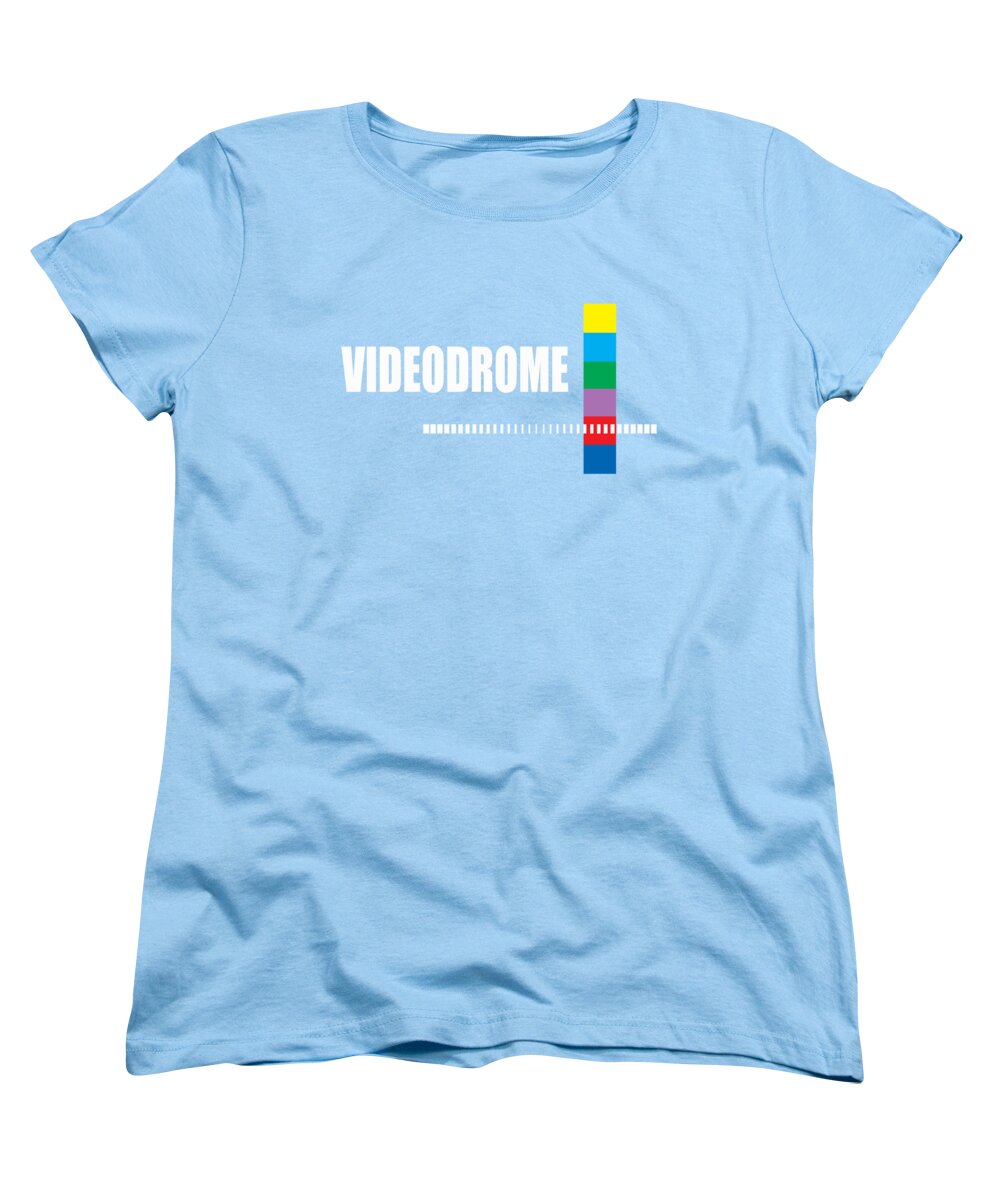 Women's light blue standard-fit T-shirt with front VIDEODROME logo graphic