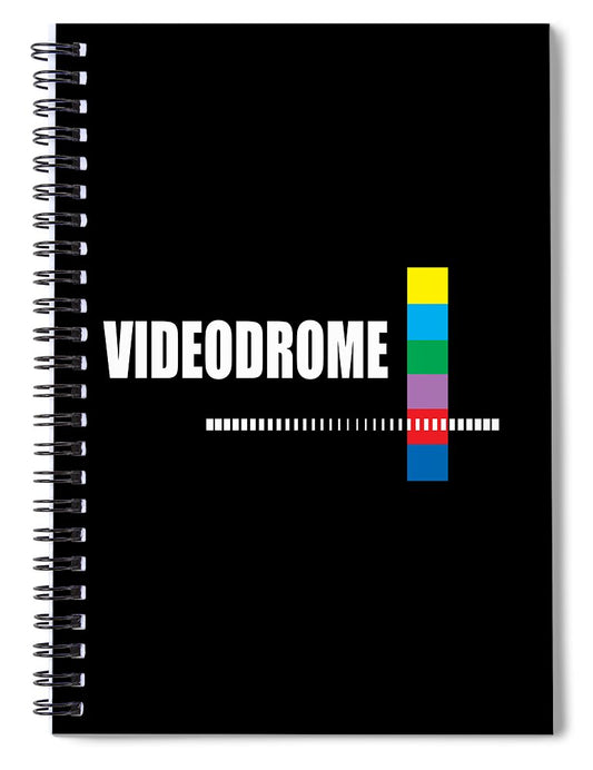 Videodrome spiral notebook, black cover with multicolor logo and silver spiral rings