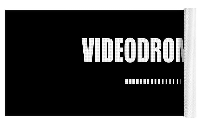 Black Videodrome yoga mat rolled edge with large logo text