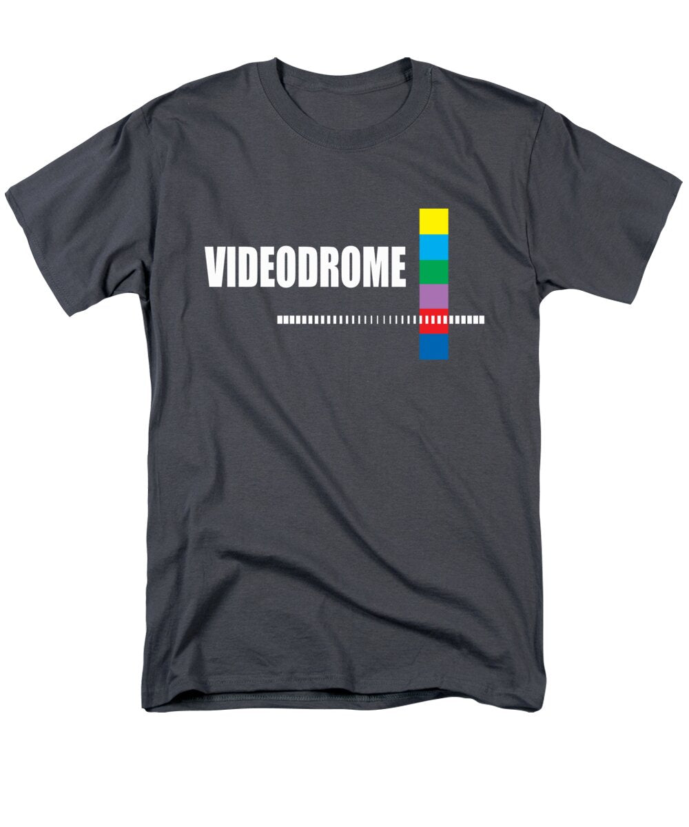 Men's charcoal crew-neck T-shirt with Videodrome logo print on front