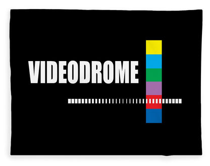 Logo fleece blanket, black with rainbow vertical stripe and horizontal barcode line