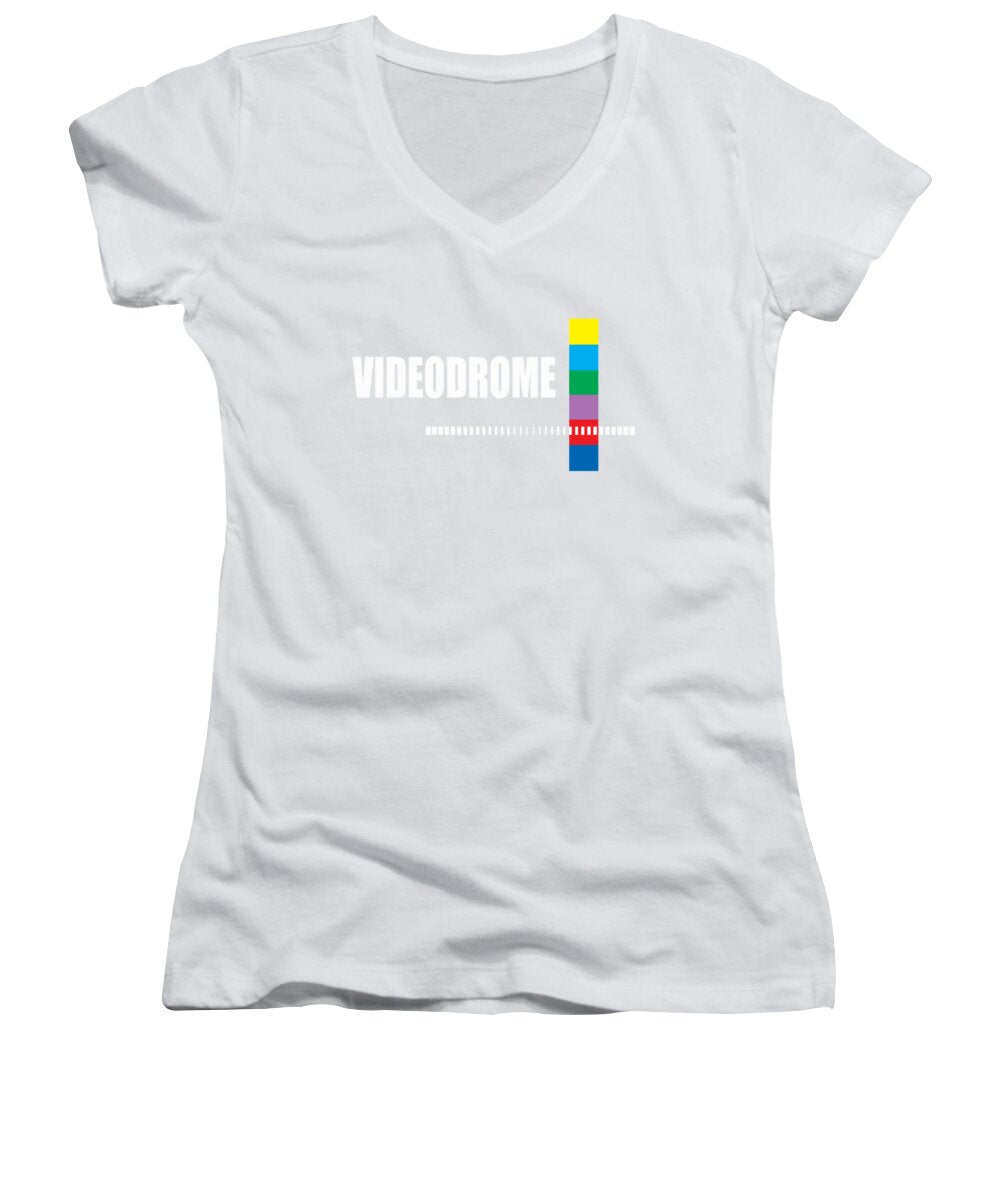 Women's V-neck T-shirt, white, short sleeves, front graphic print