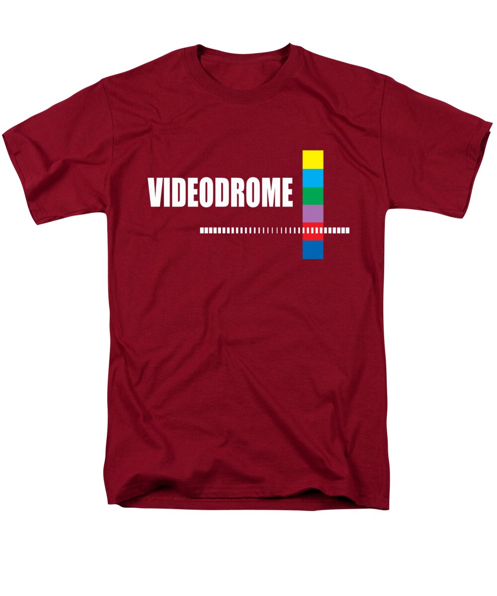 Men's red crew-neck T-shirt with Videodrome logo print on front