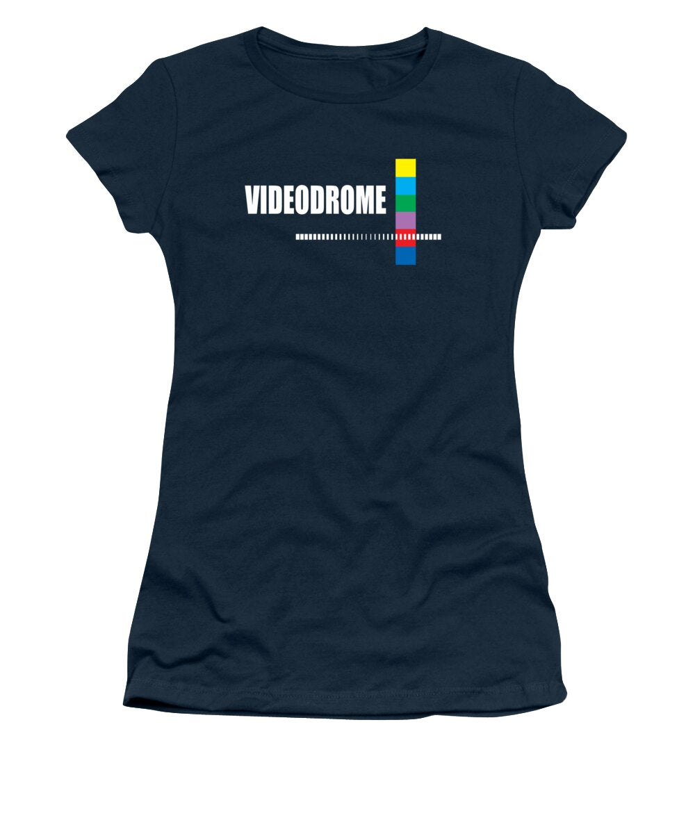 Women's navy T-shirt with front logo graphic