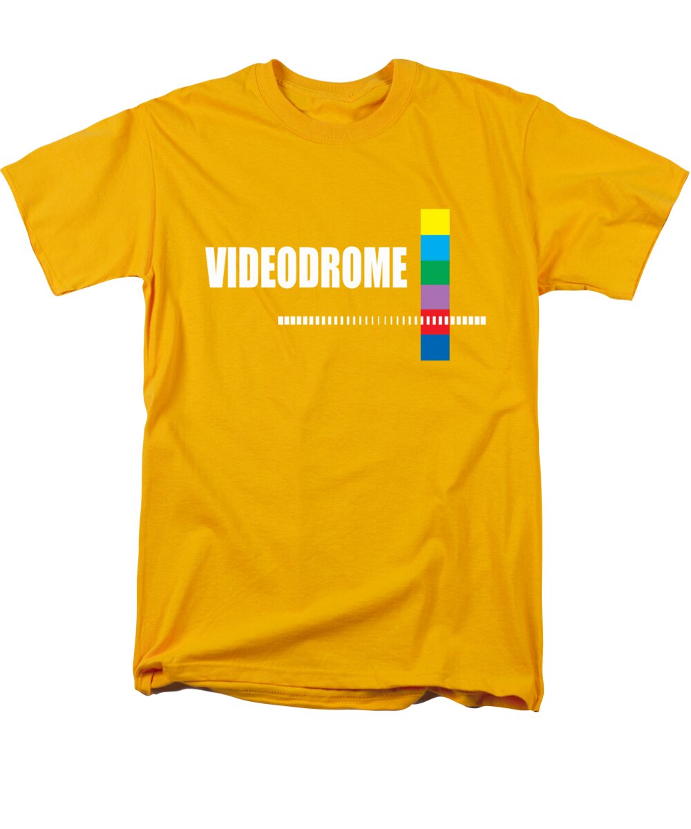 Men's yellow crew-neck T-shirt with Videodrome logo print on front