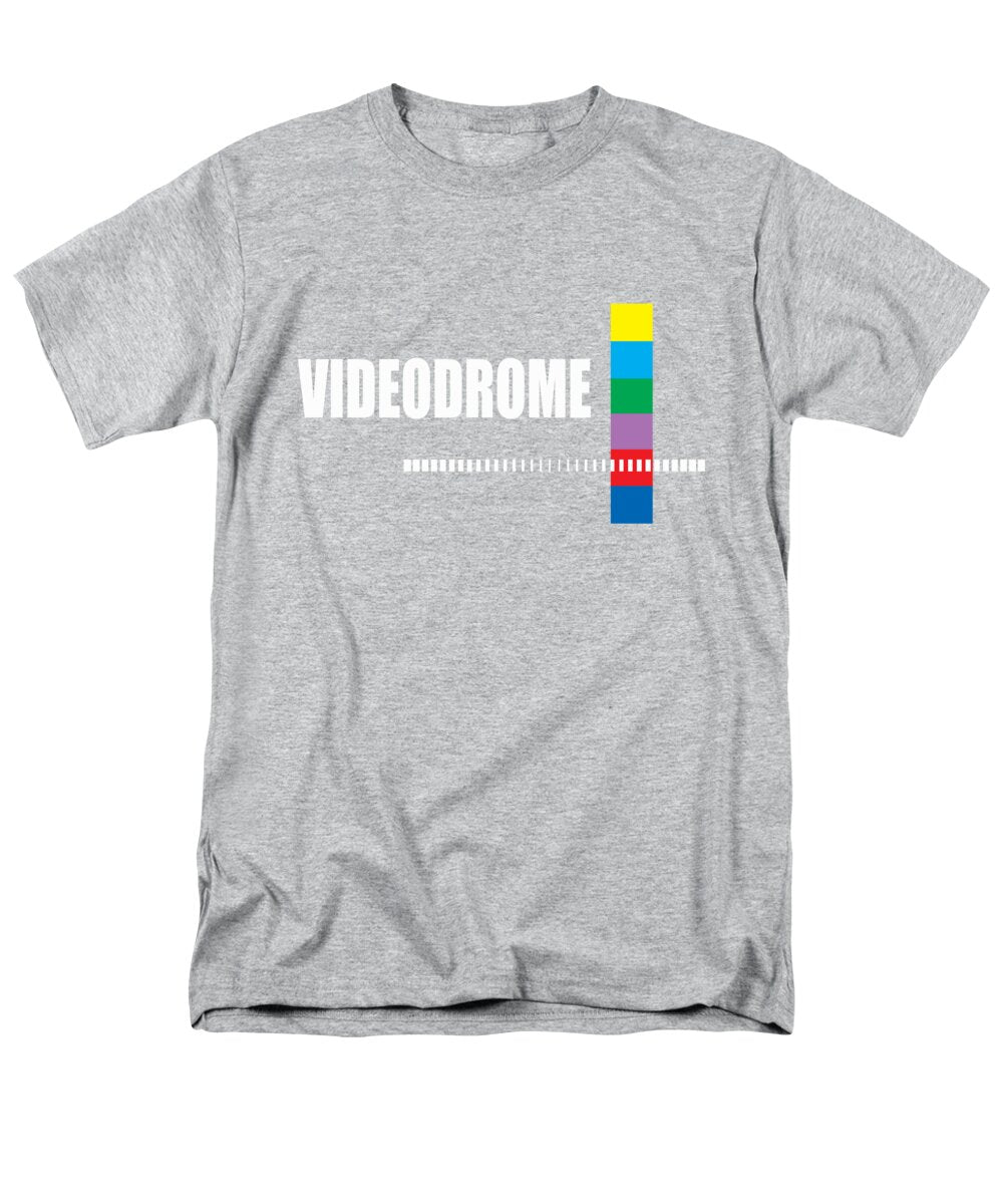 Men's heather-gray crew-neck T-shirt with Videodrome logo print on front