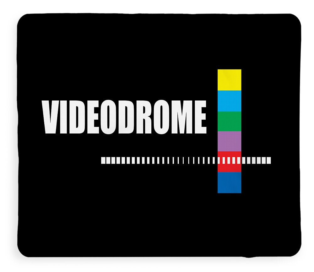 Logo fleece blanket, black with rainbow vertical stripe and rounded corner design