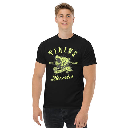 Black Berserker warrior T-shirt with Viking bear graphic and Berserker text