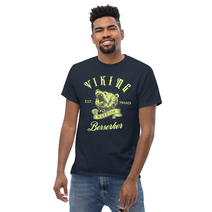 Navy Berserker warrior T-shirt with Viking bear graphic and Berserker text