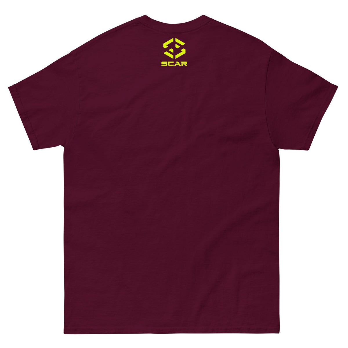 Maroon Viking warrior T-shirt with small chest SCAR logo