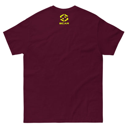 Maroon Viking warrior T-shirt with small chest SCAR logo