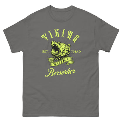 Charcoal Viking warrior T-shirt with large wolf Berserker graphic on chest