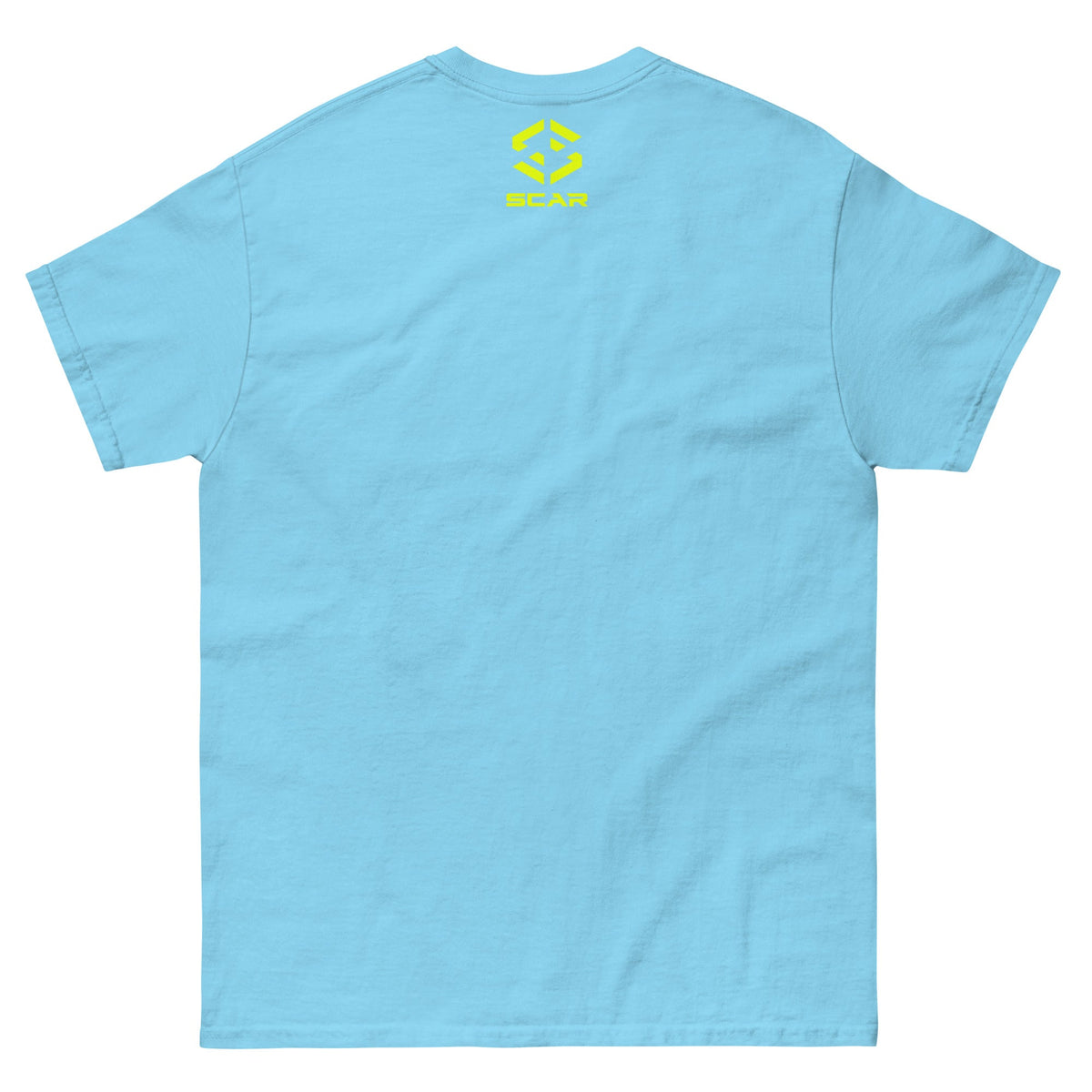 Viking warrior T-shirt, light blue, back with small SCAR logo at upper center