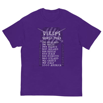 Purple T-shirt with Viking World Tour front graphic